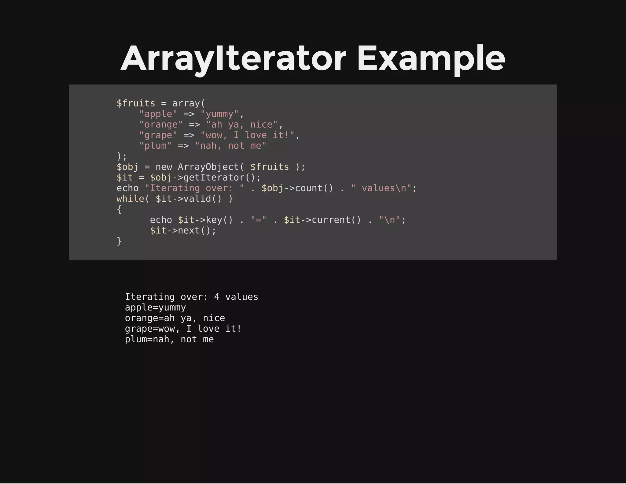 Iterator
An object that lets us traverse a container
 