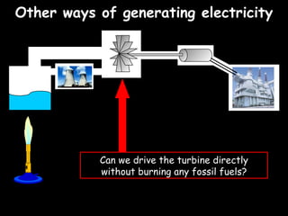 Other ways of generating electricity Can we drive the turbine directly without burning any fossil fuels? 