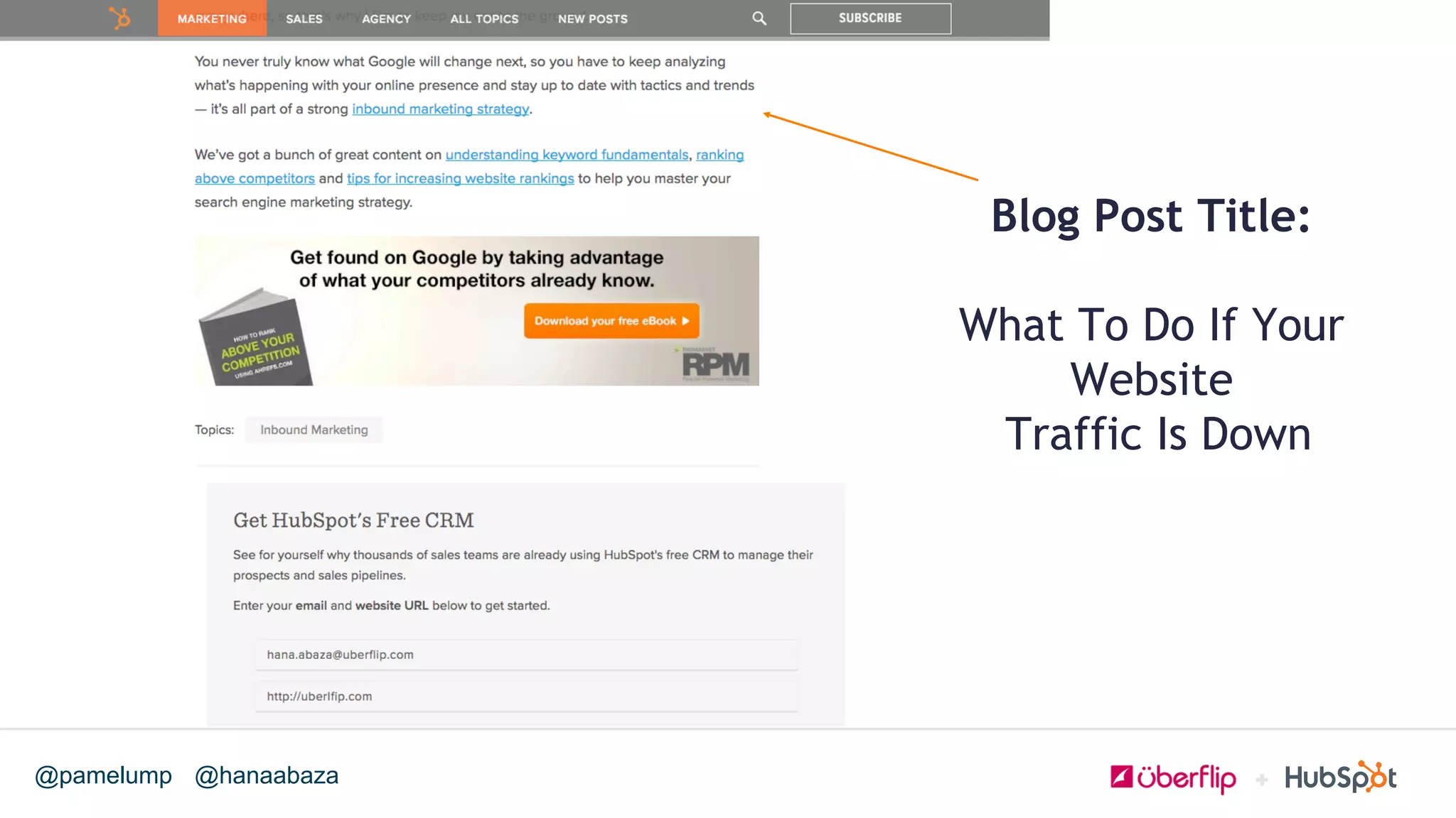 @hanaabaza@pamelump
Blog Post Title:
What To Do If Your
Website
Traffic Is Down
 