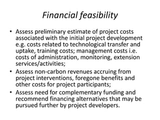 Feasibility assessment of selected sites for the pilot project on the feasibility of generating carbon credit through dairy productivity gains