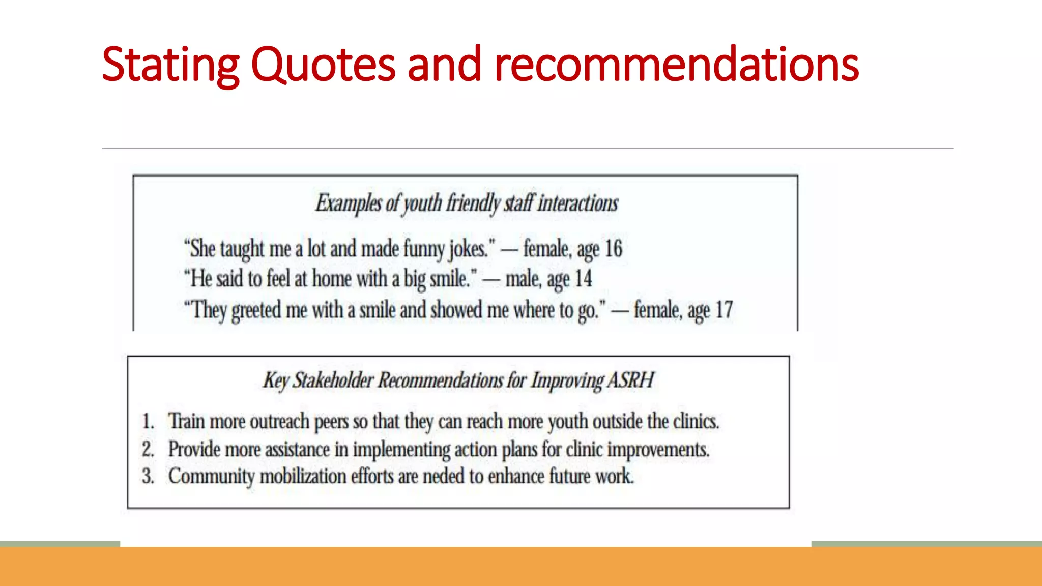 Stating Quotes and recommendations
 