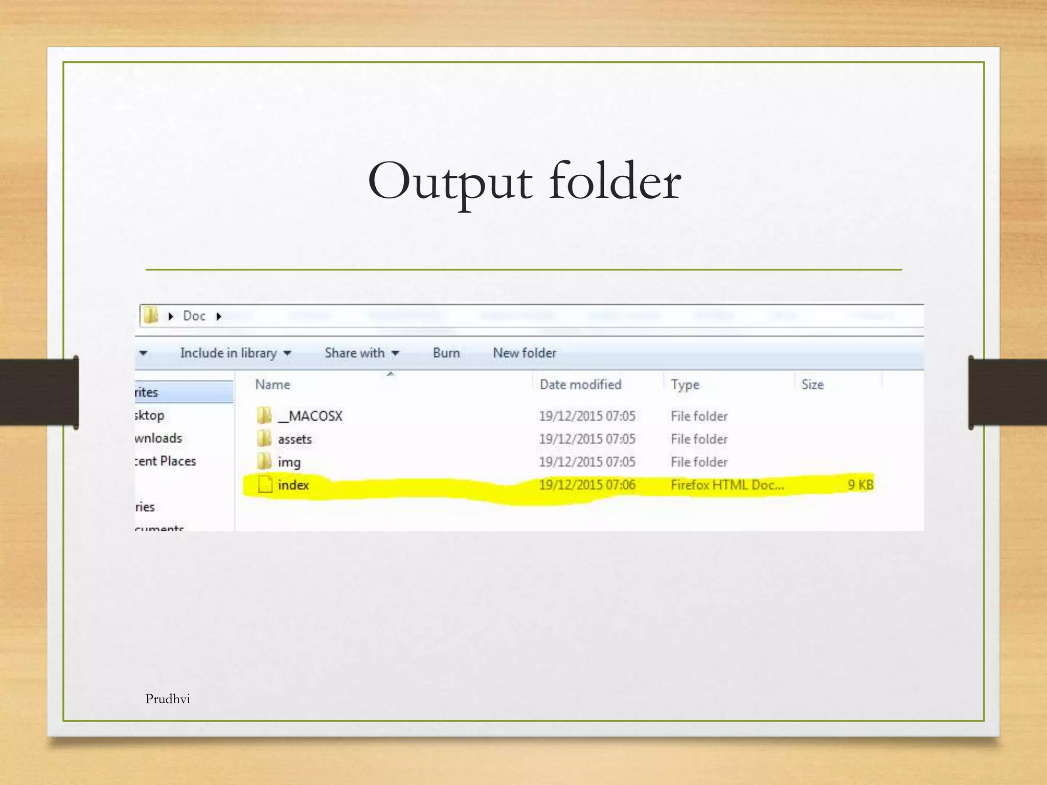 Output folder Prudhvi