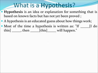 Generating the hypothesis