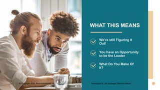 We’re still Figuring it
Out!
You have an Opportunity
to be the Leader
What Do You Make Of
It?
WHAT THIS MEANS
© Copyright 2020, RochesterWorks! Developed by Job Strategist: Barbara Wilcox
 