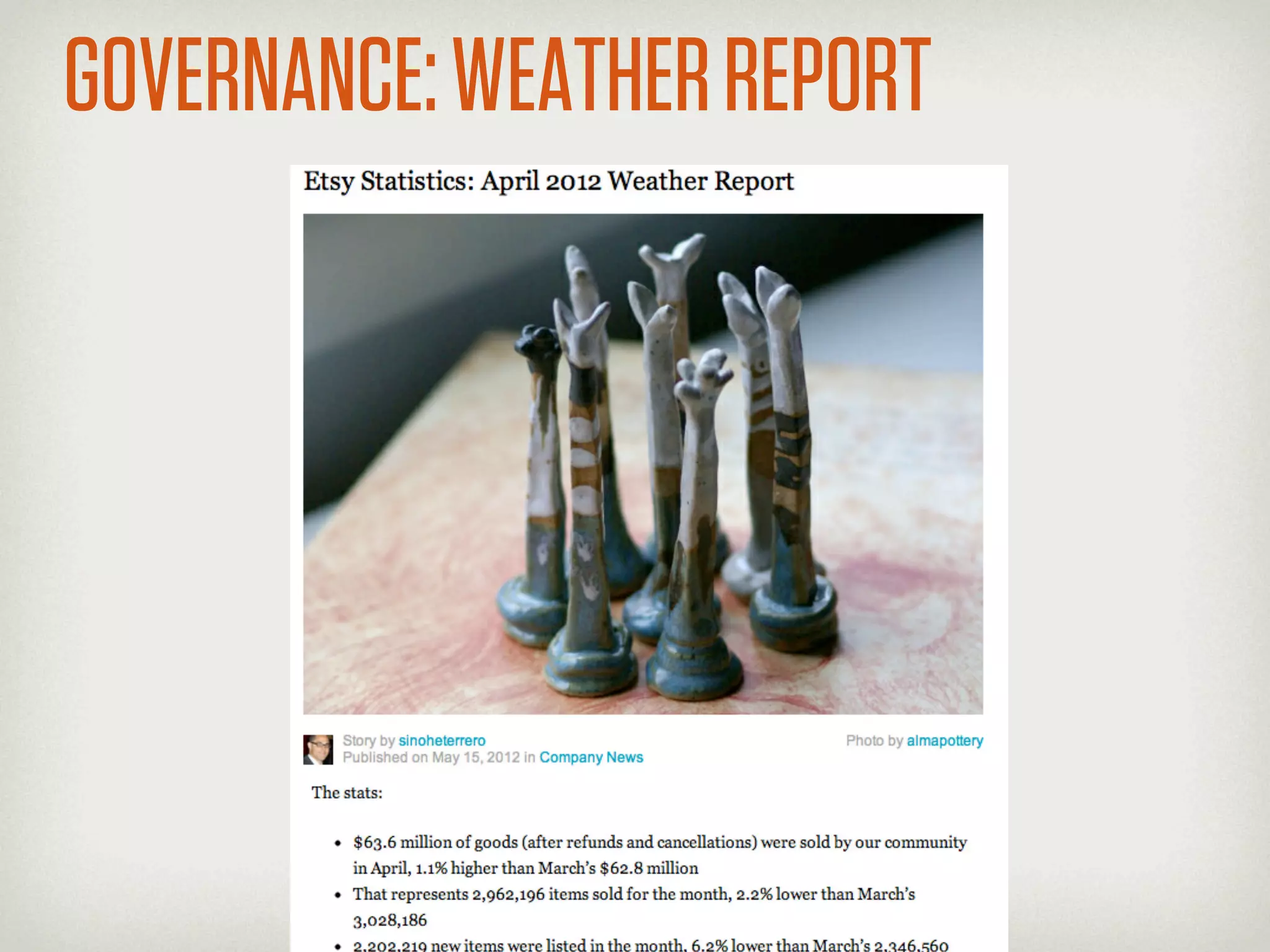GOVERNANCE: WEATHER REPORT
 