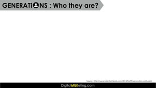 GENERATi NS : Who they are?
Source : http://www.talentedheads.com/2013/04/09/generation-confused/
 