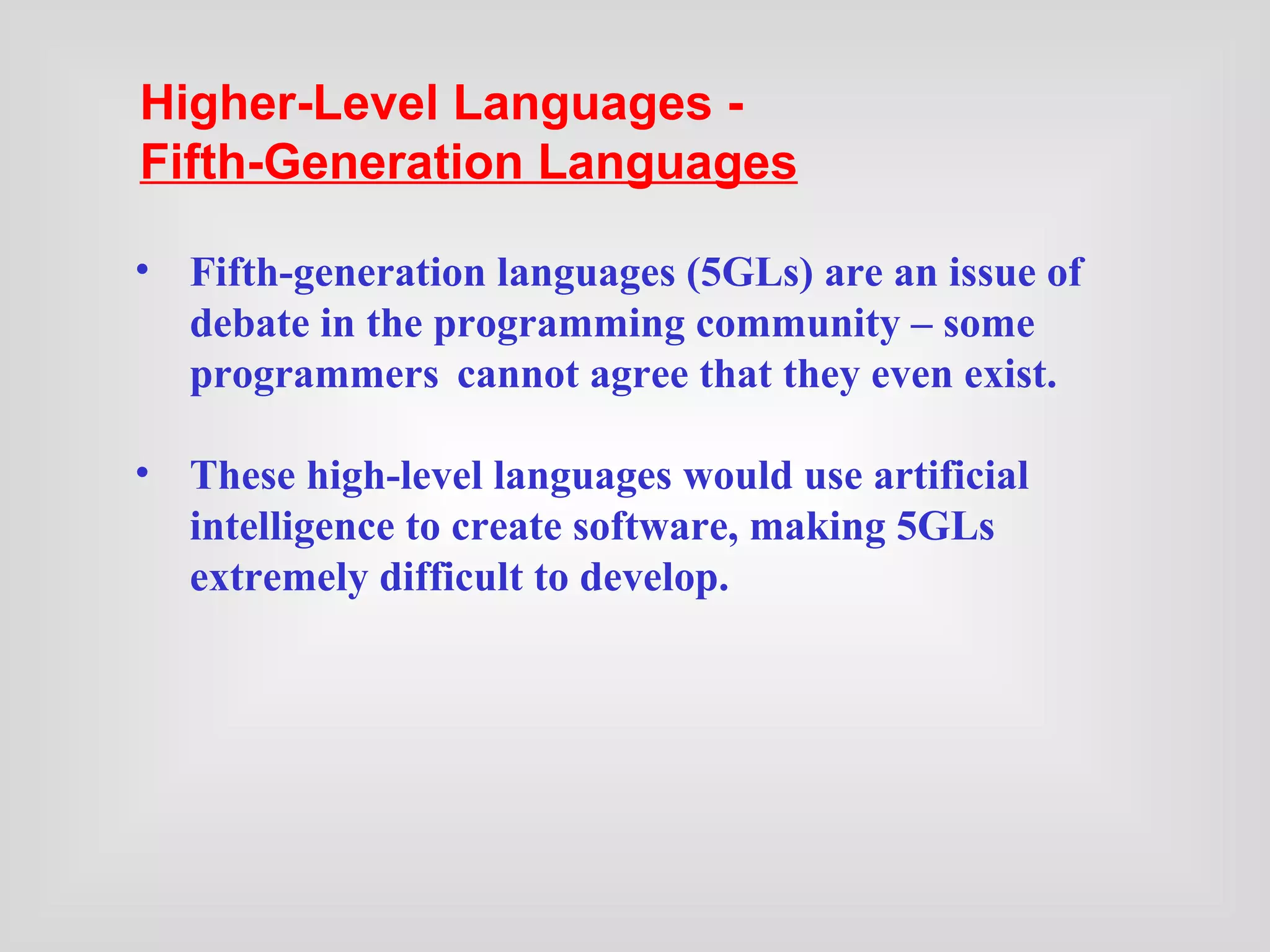 Generation of computer languages | PPT