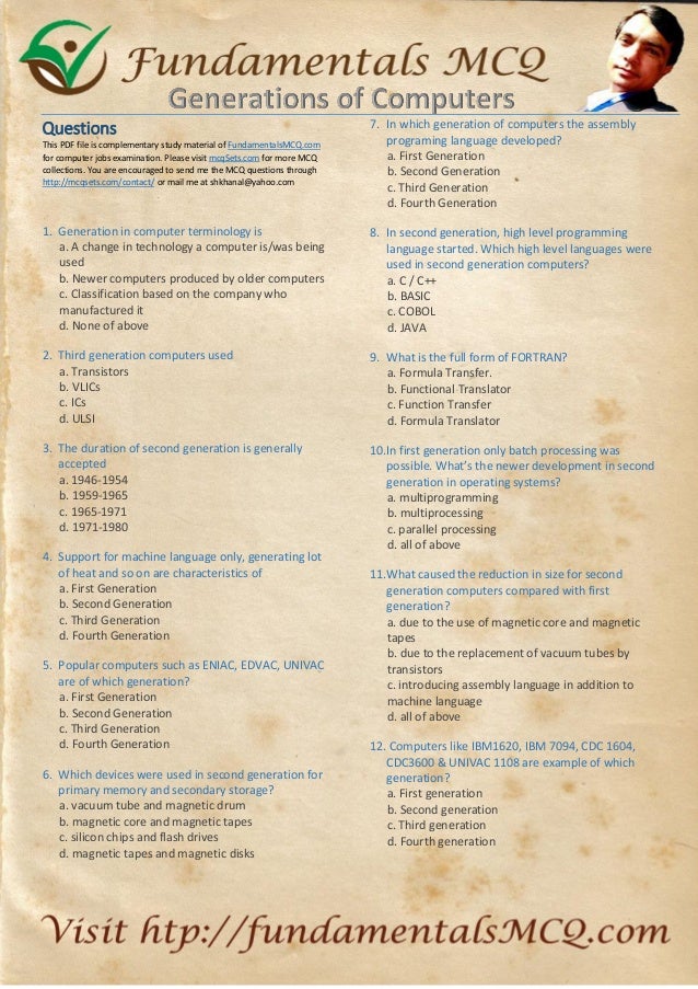 Generation Of Computers Mcq