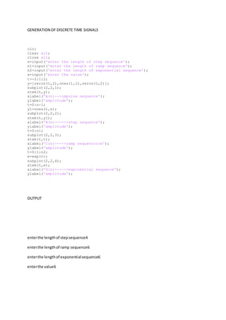 Generation of discrete time signals | DOCX