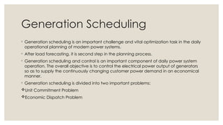 GENERATION SCHEDULING AND UNIT COMMITMENT OF POWER SYSTEM | PPTX
