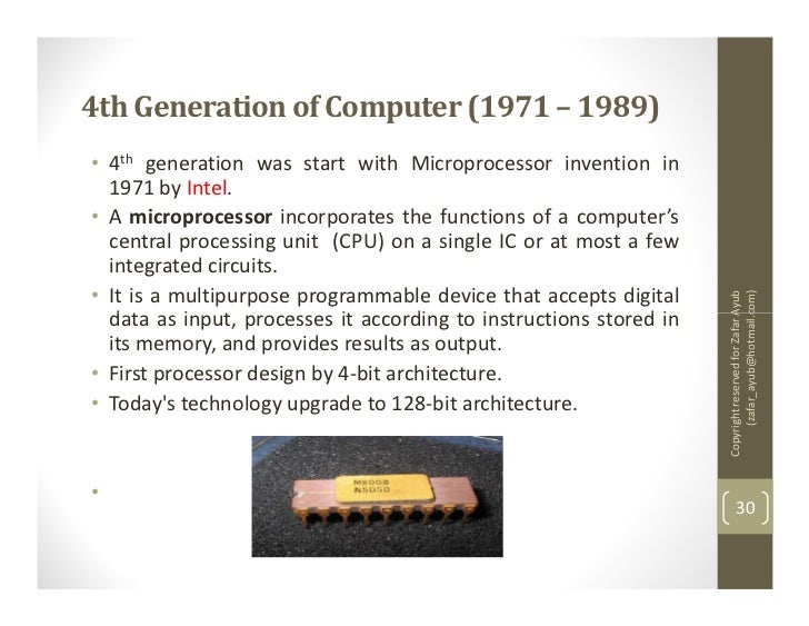 computer generations Following is a brief summary of the generations of computers based on their hardware and software architecture first generation in the late 1940s and early 1950s. computer generations Following is a brief summary of the generations of computers based on their hardware and software architecture first generation in the late 1940s and early 1950s.