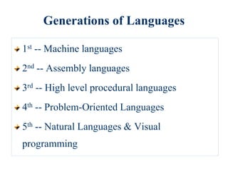 PROGRAMMING AND LANGUAGES | PPT | Programming Languages | Computing