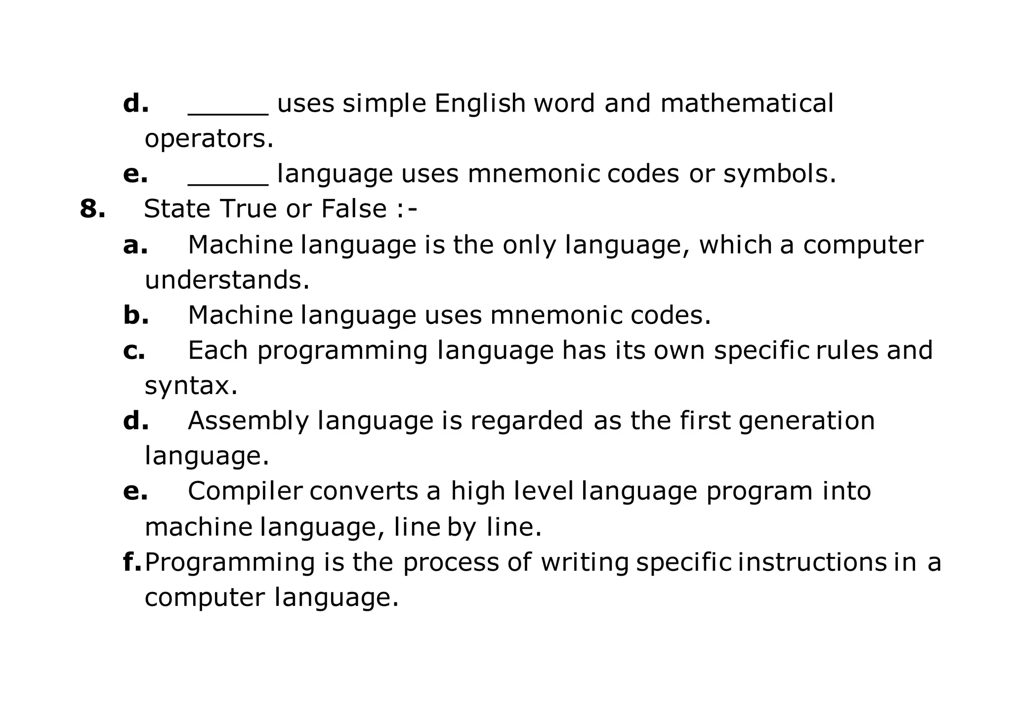 Generations of programming language | DOCX