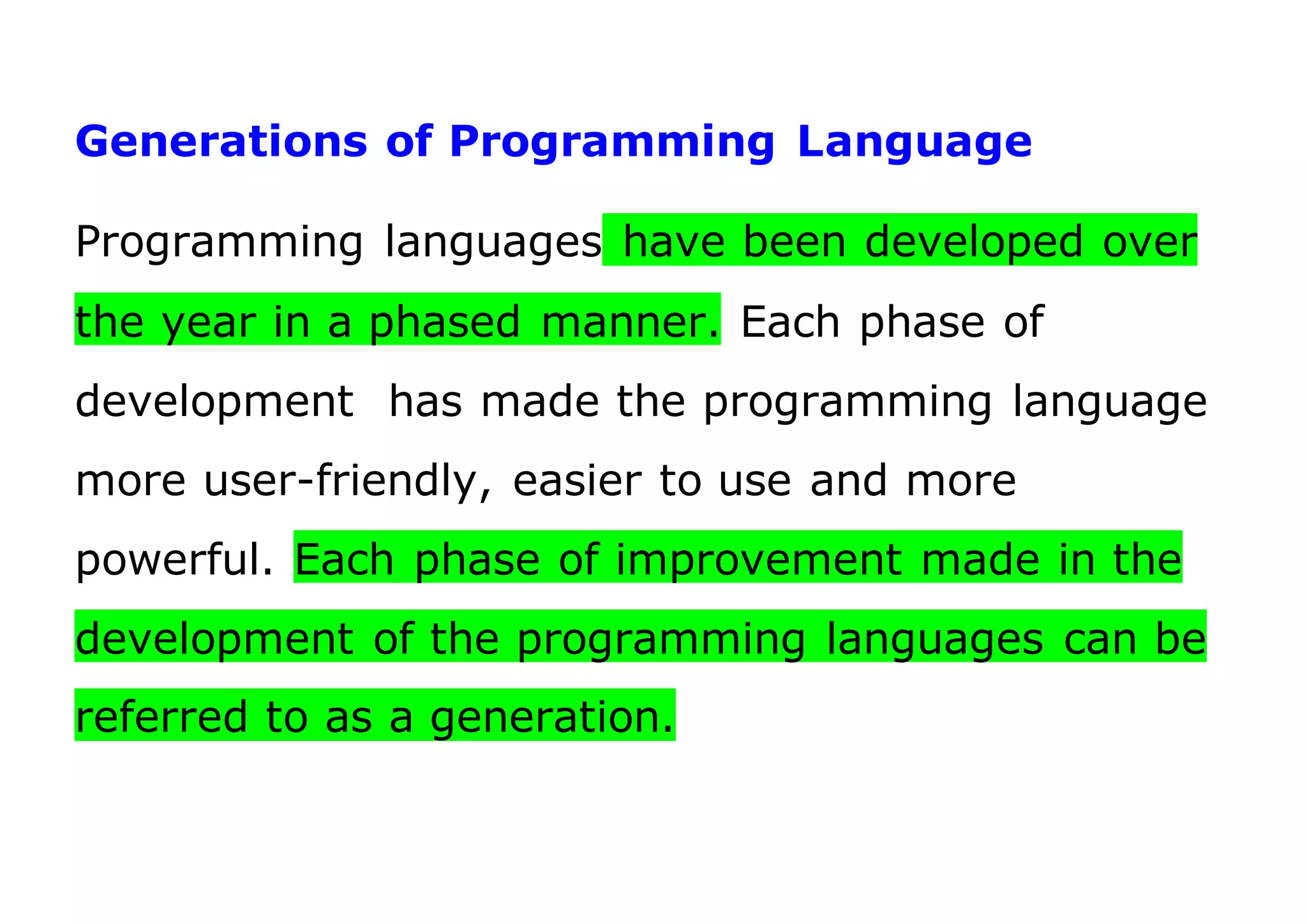 Generations of programming language | DOCX