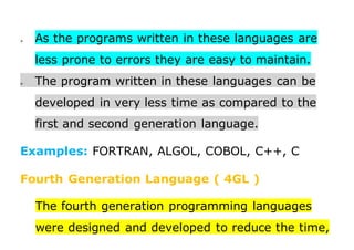 Fourth Generation Languages Examples