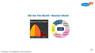 We Are The World – Boomer World
Beyond The Chasm
©2017 Boomer / neXt GENERATION X: eXiles on Main Street?
13
 