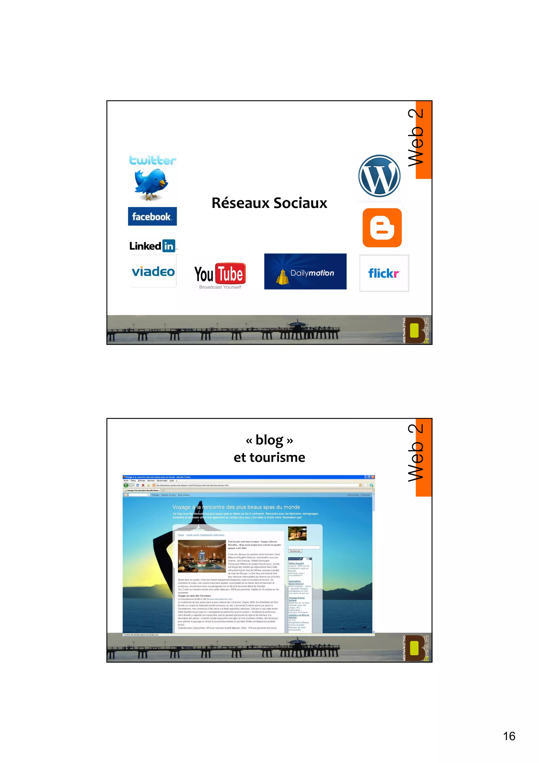 16
Réseaux Sociaux
Web2
« blog »
et tourisme
Web2
 