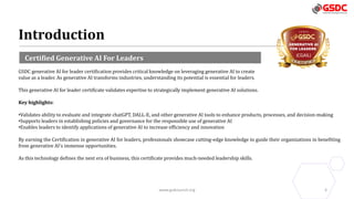 A Complete Guide to Generative AI for Leaders Certification | PDF