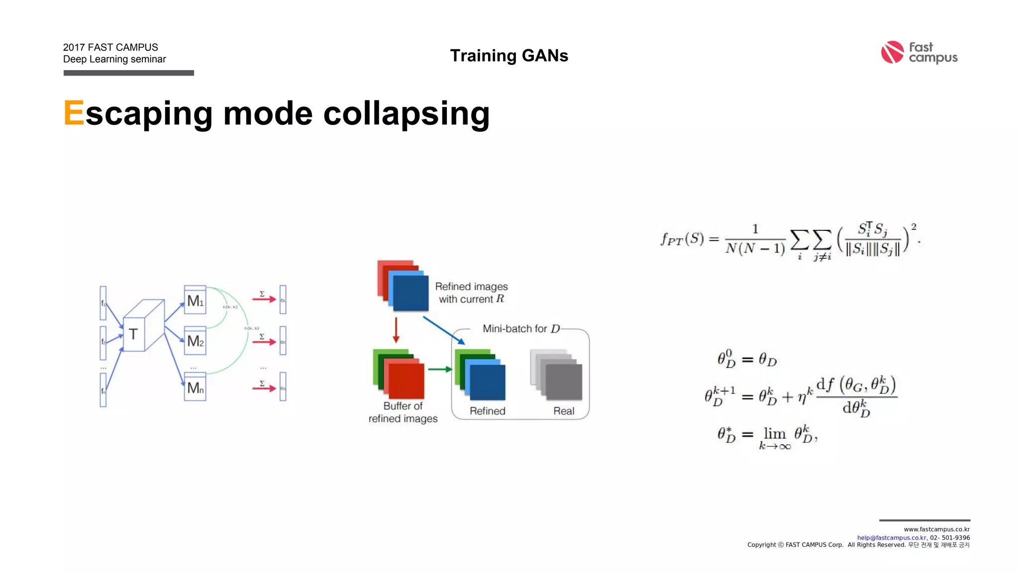 Escaping mode collapsing
Training GANs
 