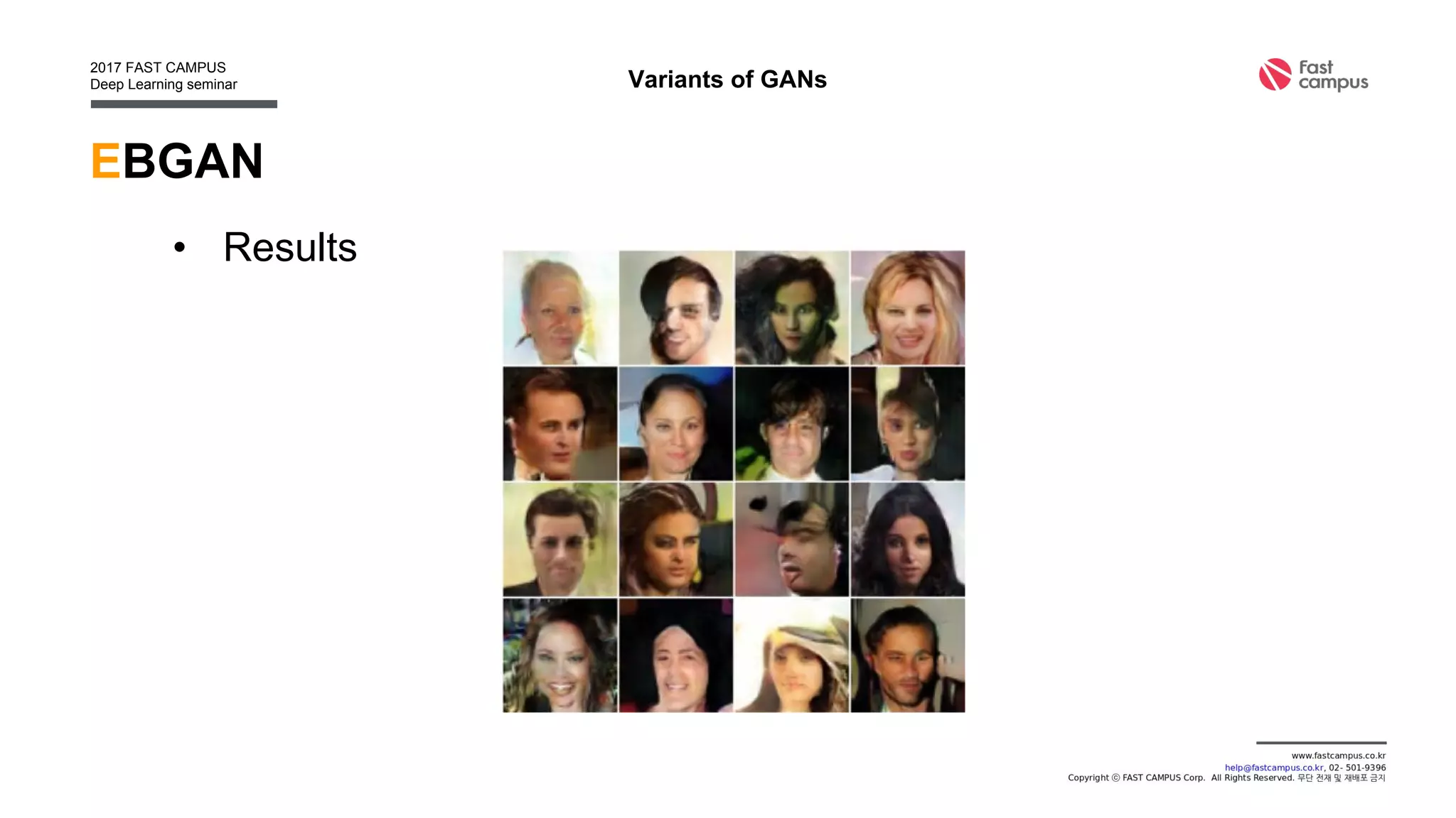 EBGAN
• Results
Variants of GANs
 