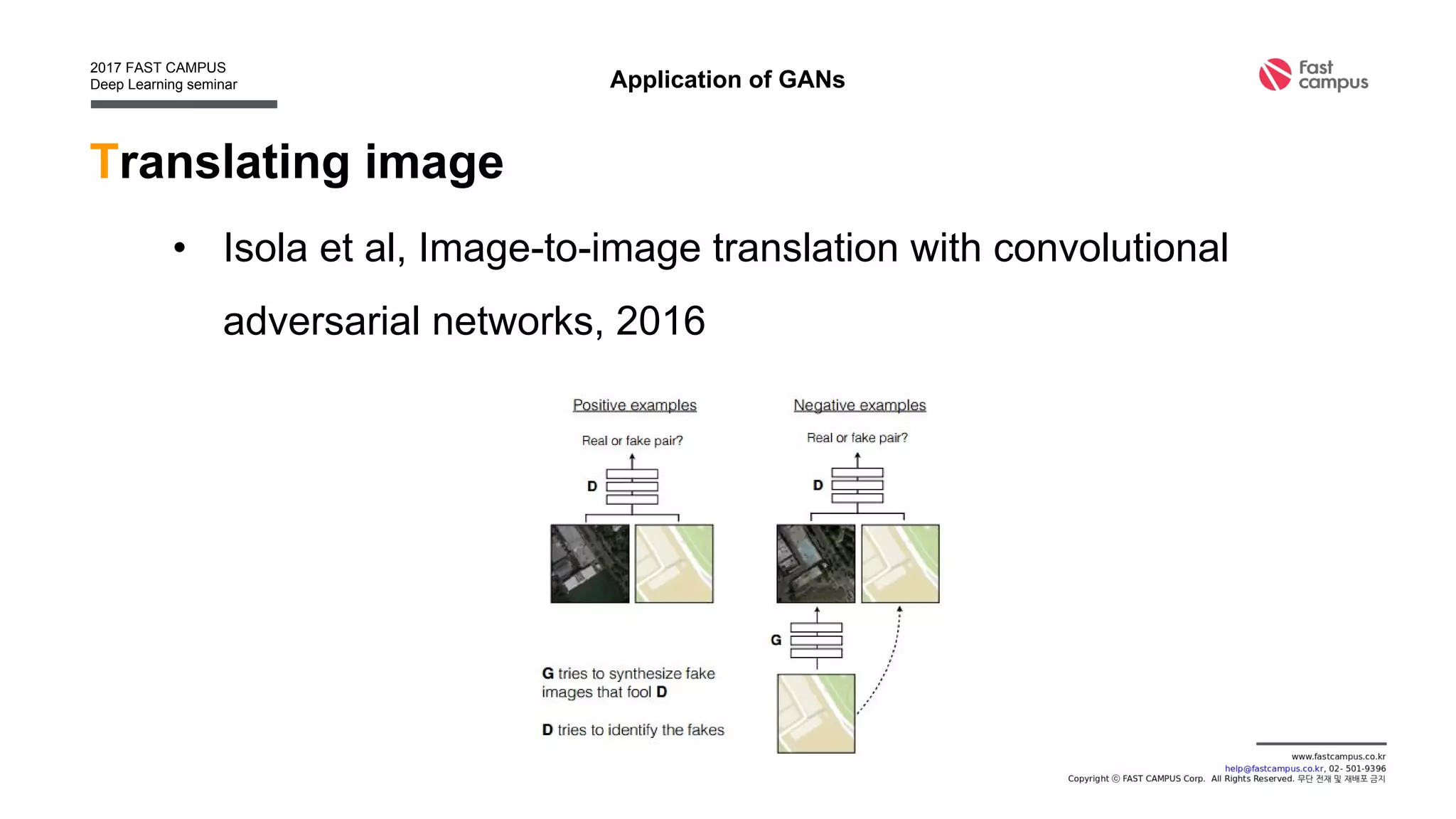 Generating image
• Arici et al, Associative Adversarial Networks, 2016
–
Application of GANs
p(z|x) =
 