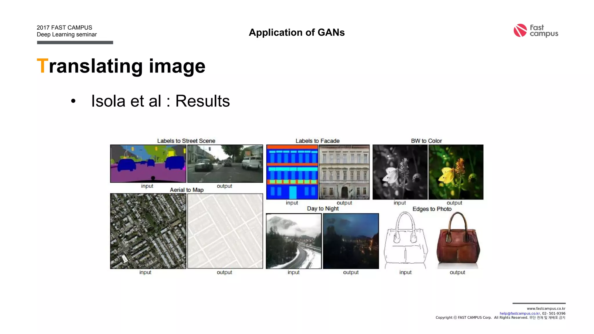 Generating image
• Arici et al : Results
Application of GANs
 