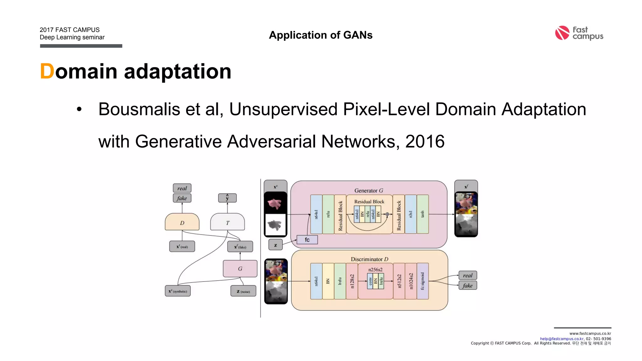 Translating image
• Ledig et al : Results
Application of GANs
 