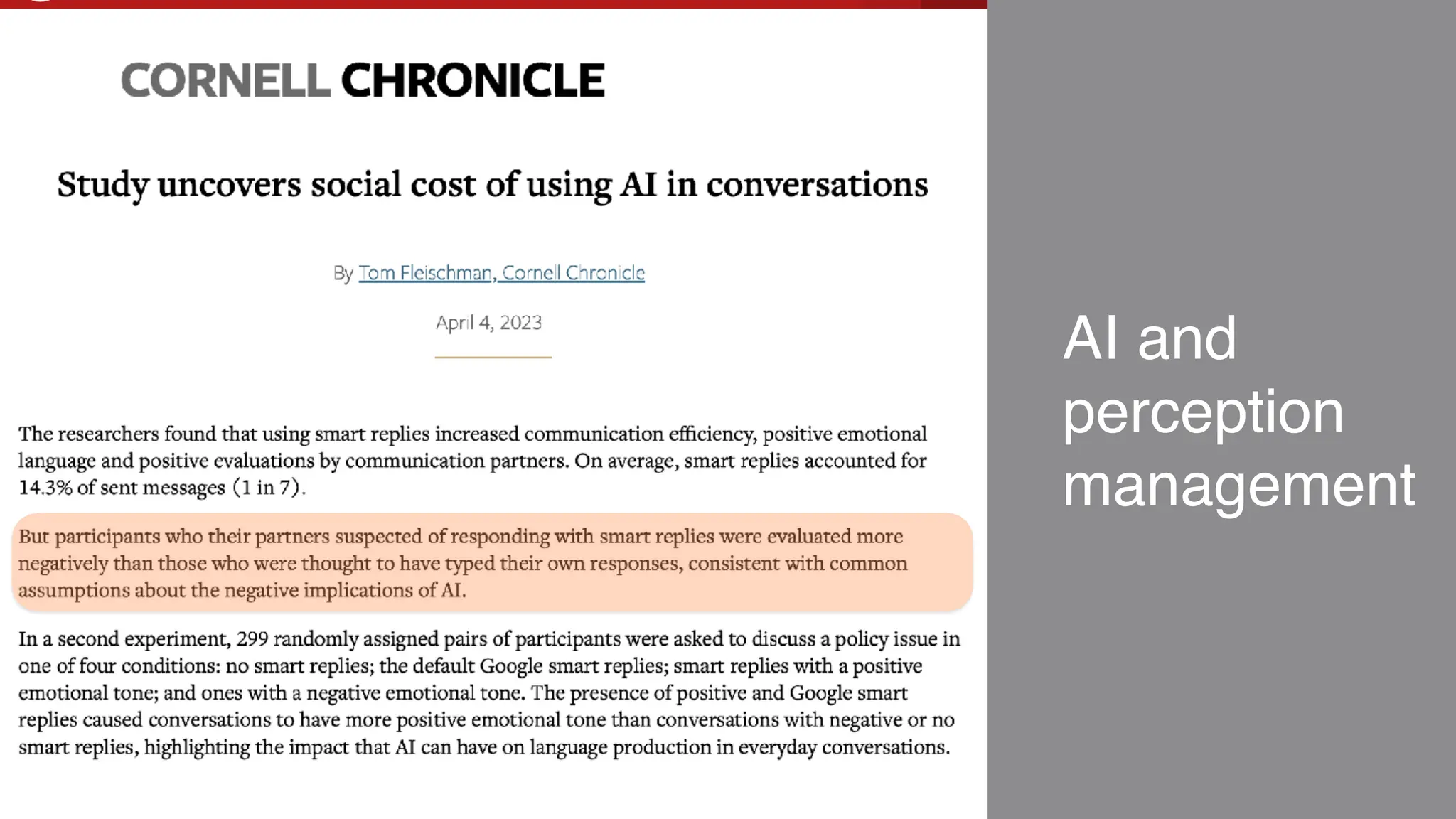 AI and
perception
management
 