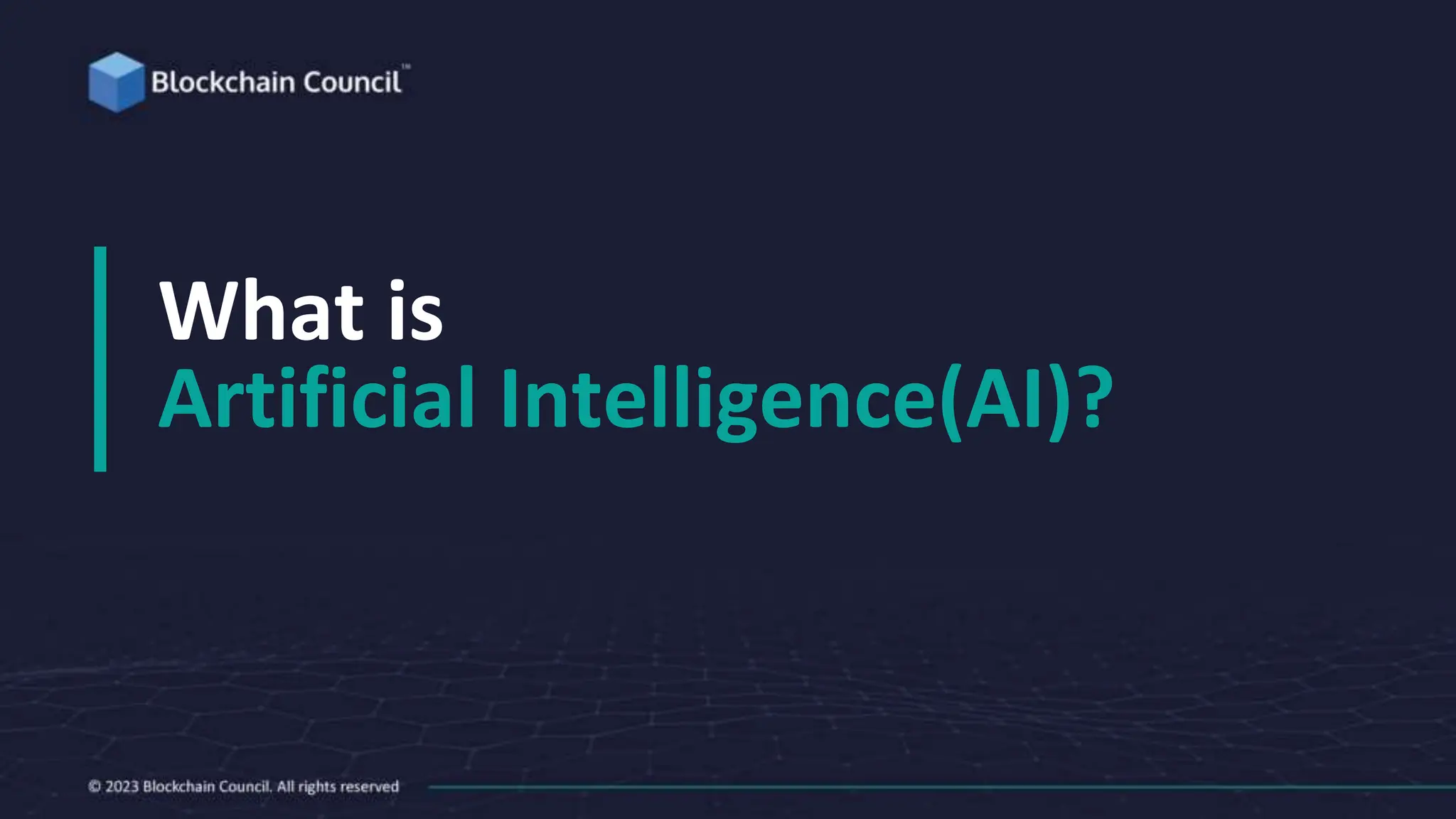 What is
Artificial Intelligence(AI)?
 
