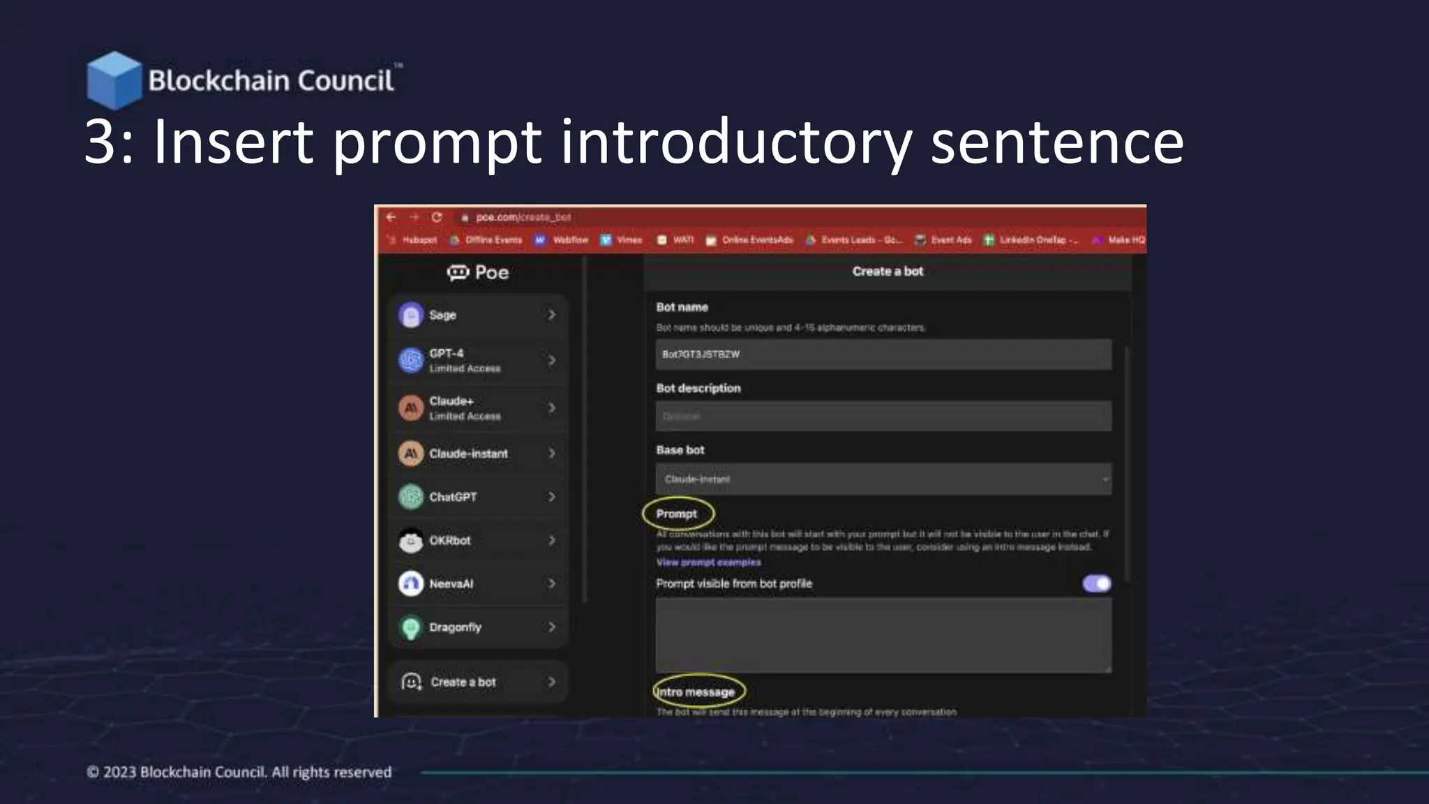 3: Insert prompt introductory sentence
 