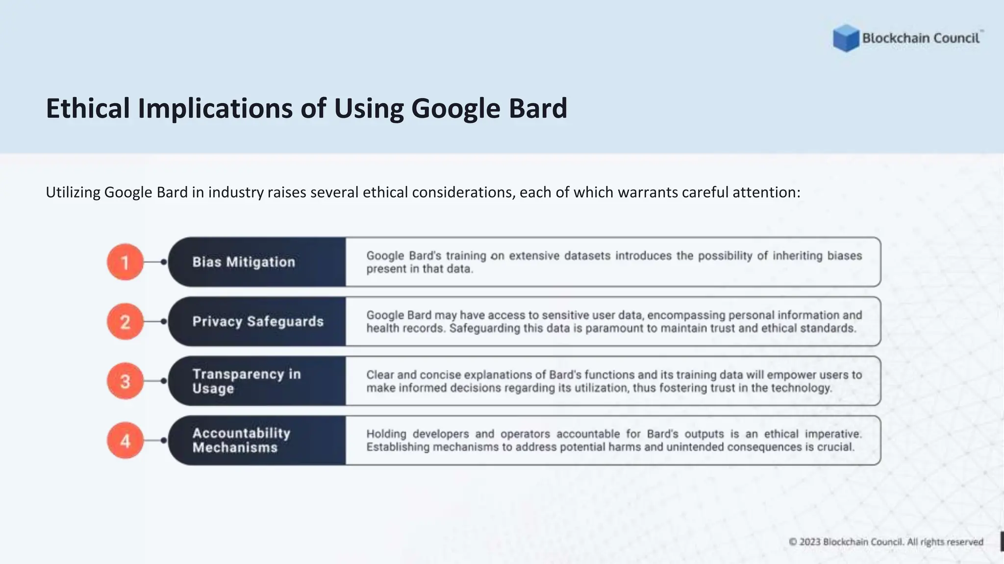 Ethical Implications of Using Google Bard
Utilizing Google Bard in industry raises several ethical considerations, each of which warrants careful attention:
 