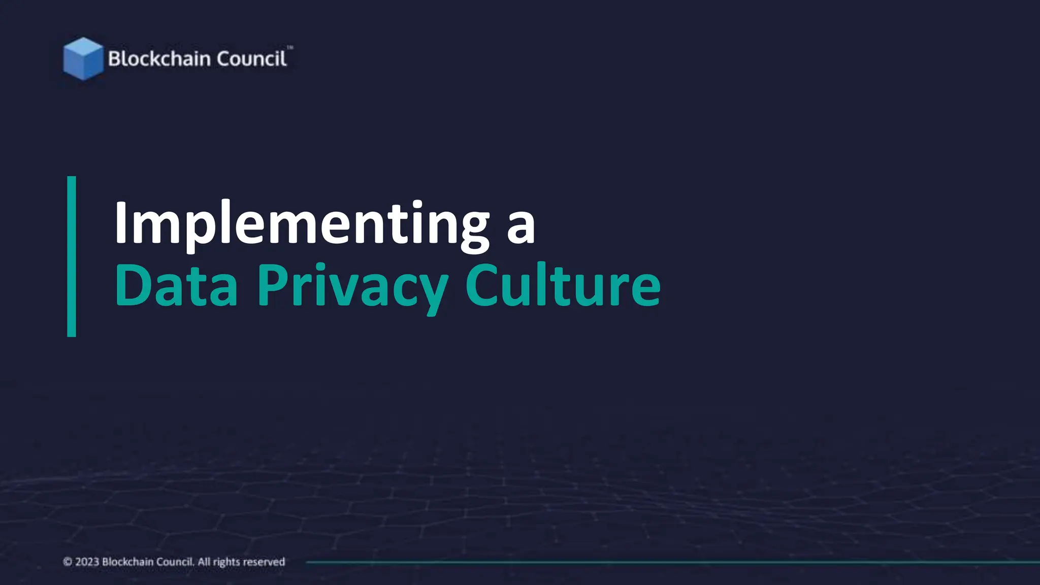 Implementing a
Data Privacy Culture
 