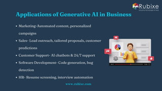 Generative AI Consulting Services | Rubixe | PDF