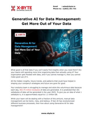 Generative AI for Data Management: Get More Out of Your Data | PDF