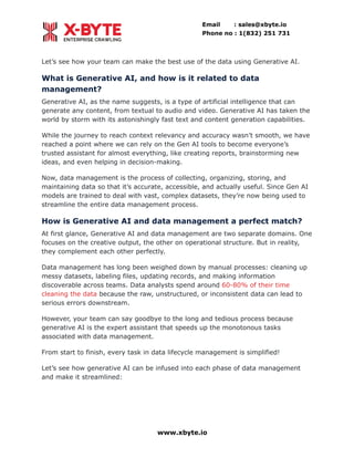 Generative AI for Data Management: Get More Out of Your Data | PDF