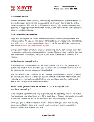 Generative AI for Data Management: Get More Out of Your Data | PDF