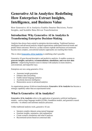 Generative AI in Analytics: Redefining How Enterprises Extract Insights ...
