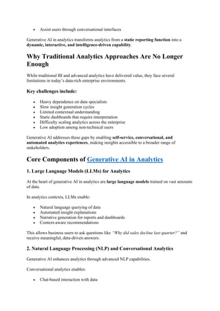 Generative AI in Analytics: Redefining How Enterprises Extract Insights ...