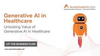 Generative AI in
Healthcare
LET THE BUSINESS FLOW
 