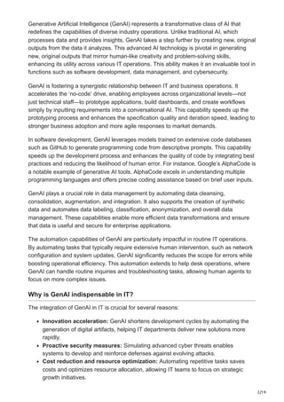 Generative AI in IT Scope, market dynamics, use cases, challenges, ROI ...