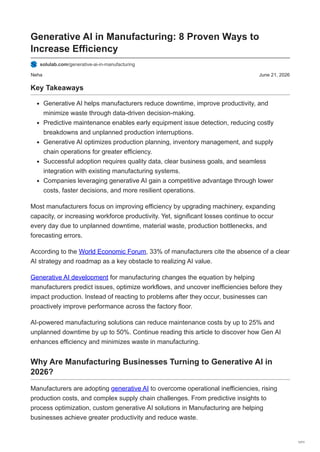 Generative AI in Manufacturing: 8 Proven Strategies to Boost Efficiency ...