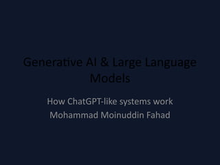 Understanding Generative AI and Large Language Models: How ChatGPT ...