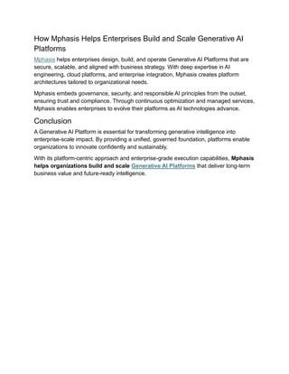 Generative AI Platform: Building a Scalable and Governed Foundation for ...