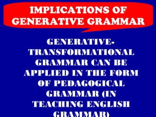 Generative Syntax English Examples Generative grammar | PPT