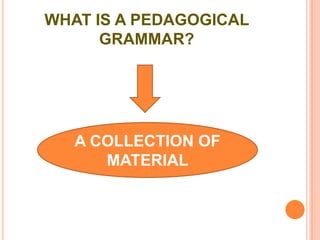 WHAT IS A PEDAGOGICAL
GRAMMAR?
A COLLECTION OF
MATERIAL
 