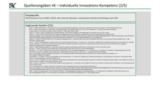 Quellenangaben IIK – Individuelle Innovations-Kompetenz (2/5)
Hauptquelle:
World Economic Forum (WEF). (2015). New Vision ...