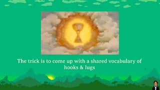 The trick is to come up with a shared vocabulary of
hooks & lugs
 