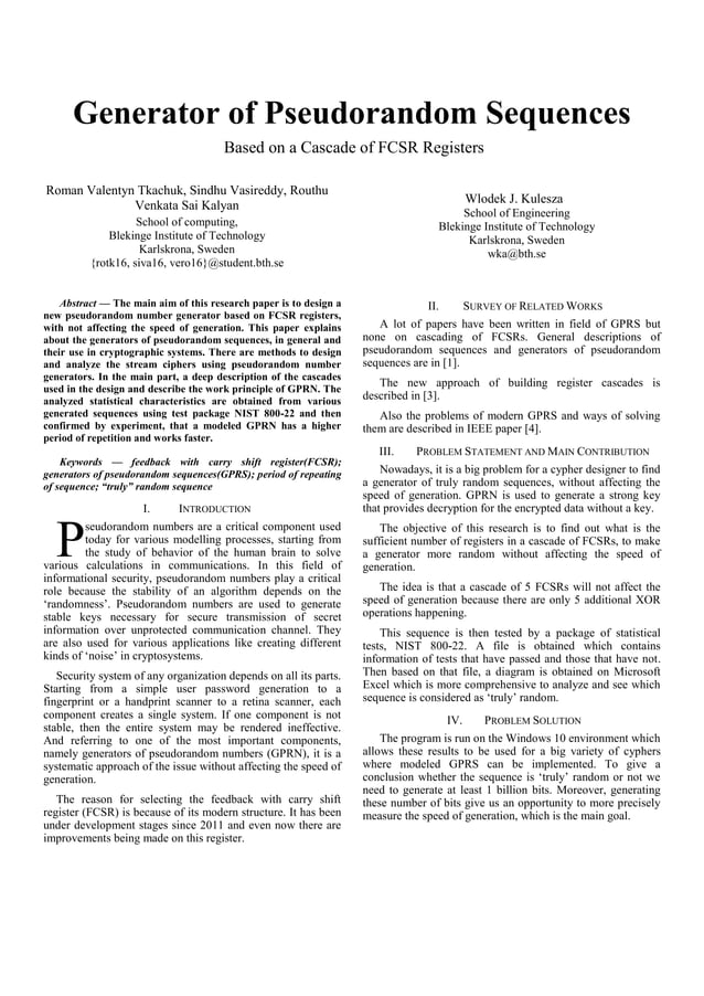Generator of pseudorandom sequences | PDF | Free Download