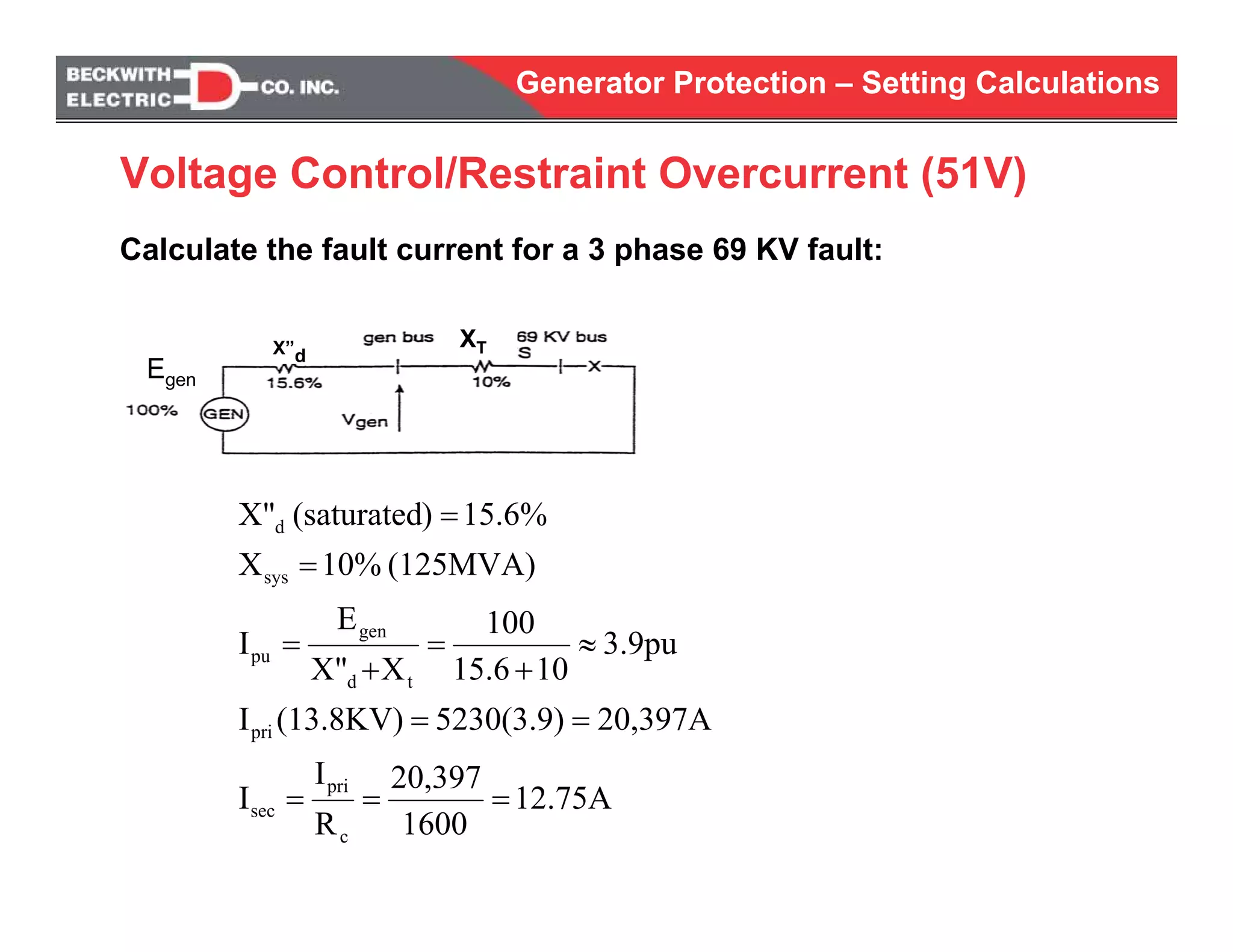 Generator protection calculations settings | PDF