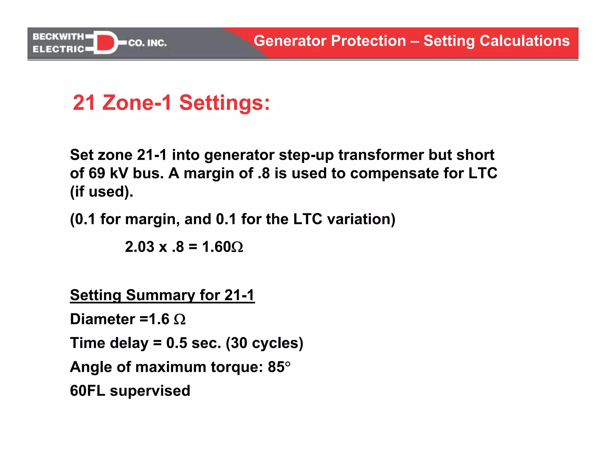 Generator protection calculations settings | PDF